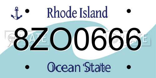 8ZO0666 Rhode Island License Plate