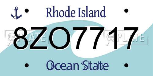 8ZO7717 Rhode Island License Plate