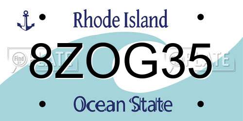 8ZOG35 Rhode Island License Plate