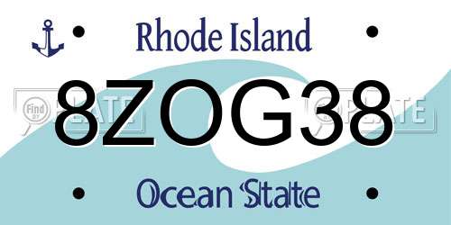 8ZOG38 Rhode Island License Plate