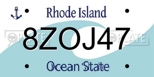 8ZOJ47 Rhode Island License Plate