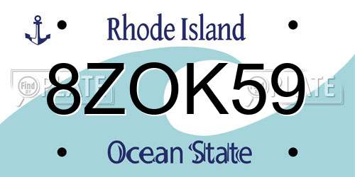 8ZOK59 Rhode Island License Plate