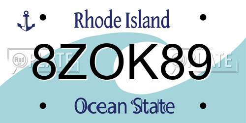 8ZOK89 Rhode Island License Plate