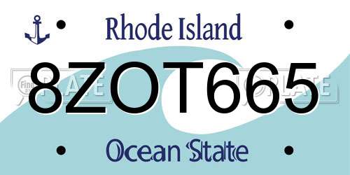 8ZOT665 Rhode Island License Plate