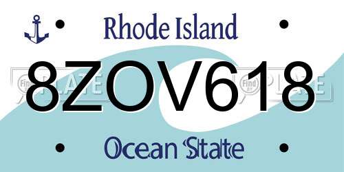 8ZOV618 Rhode Island License Plate
