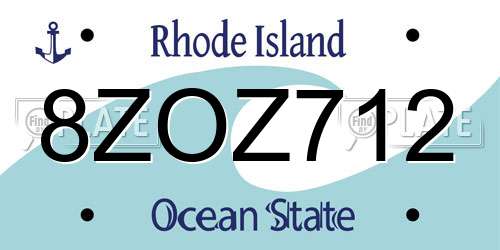 8ZOZ712 Rhode Island License Plate