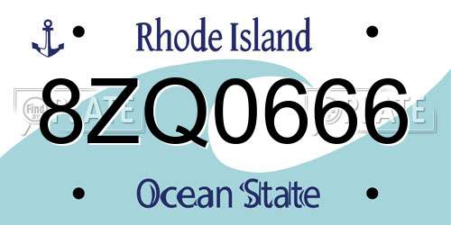 8ZQ0666 Rhode Island License Plate