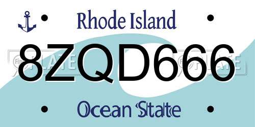 8ZQD666 Rhode Island License Plate