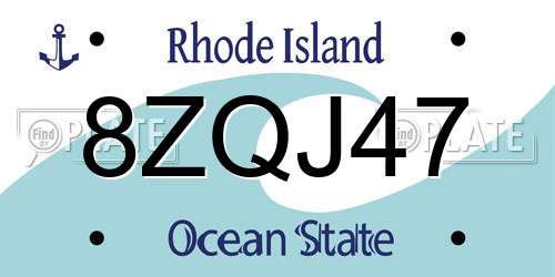 8ZQJ47 Rhode Island License Plate