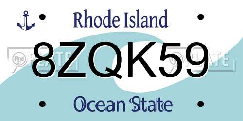 8ZQK59 Rhode Island License Plate