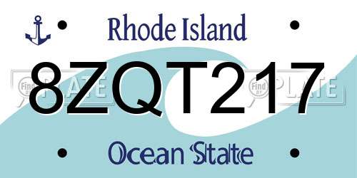 8ZQT217 Rhode Island License Plate