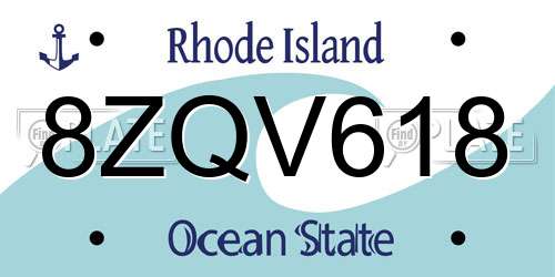8ZQV618 Rhode Island License Plate