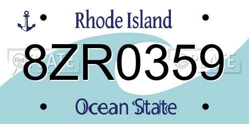 8ZR0359 Rhode Island License Plate