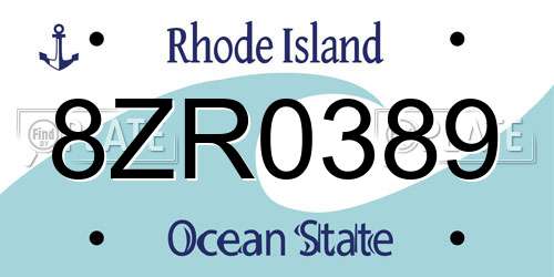 8ZR0389 Rhode Island License Plate