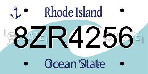 8ZR4256 Rhode Island License Plate