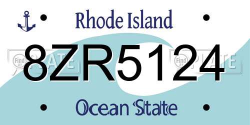 8ZR5124 Rhode Island License Plate