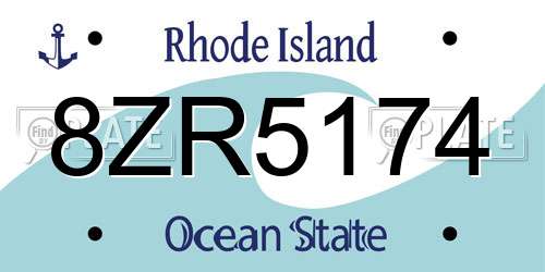 8ZR5174 Rhode Island License Plate