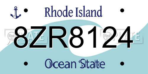 8ZR8124 Rhode Island License Plate