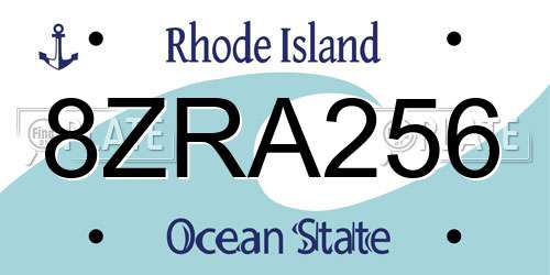 8ZRA256 Rhode Island License Plate