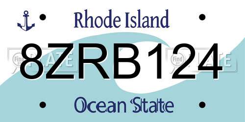 8ZRB124 Rhode Island License Plate