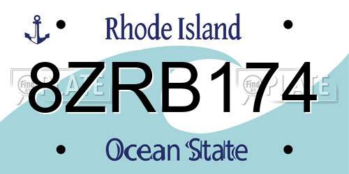 8ZRB174 Rhode Island License Plate
