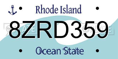 8ZRD359 Rhode Island License Plate