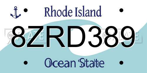 8ZRD389 Rhode Island License Plate