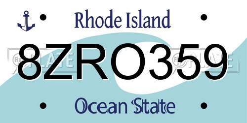 8ZRO359 Rhode Island License Plate