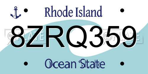 8ZRQ359 Rhode Island License Plate