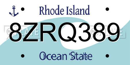 8ZRQ389 Rhode Island License Plate