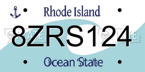 8ZRS124 Rhode Island License Plate