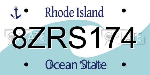 8ZRS174 Rhode Island License Plate
