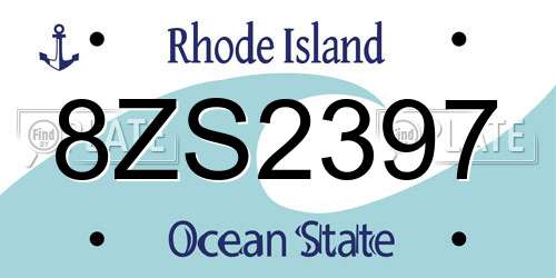 8ZS2397 Rhode Island License Plate