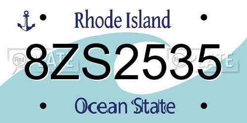 8ZS2535 Rhode Island License Plate