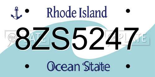 8ZS5247 Rhode Island License Plate