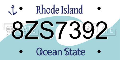 8ZS7392 Rhode Island License Plate