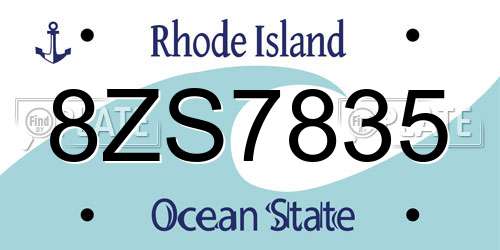 8ZS7835 Rhode Island License Plate