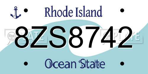 8ZS8742 Rhode Island License Plate