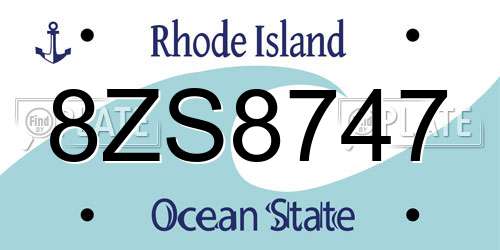 8ZS8747 Rhode Island License Plate