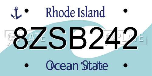 8ZSB242 Rhode Island License Plate
