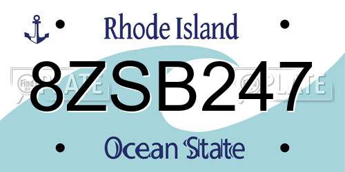 8ZSB247 Rhode Island License Plate
