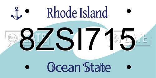 8ZSI715 Rhode Island License Plate