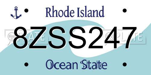 8ZSS247 Rhode Island License Plate