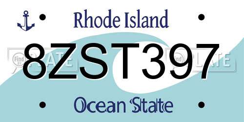 8ZST397 Rhode Island License Plate