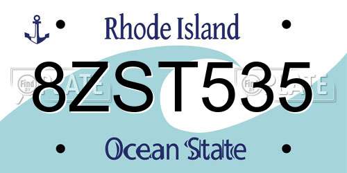 8ZST535 Rhode Island License Plate