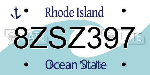 8ZSZ397 Rhode Island License Plate