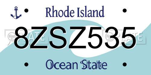 8ZSZ535 Rhode Island License Plate