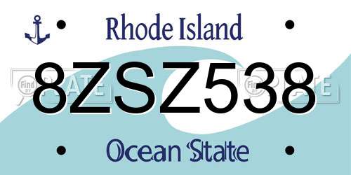 8ZSZ538 Rhode Island License Plate