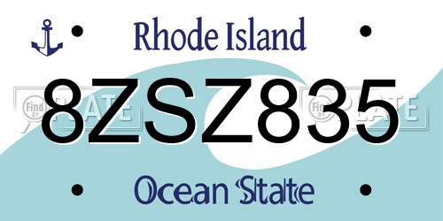 8ZSZ835 Rhode Island License Plate
