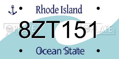 8ZT151 Rhode Island License Plate
